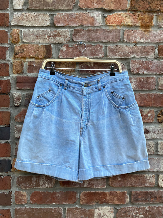 vintage blue bay high rise denim mom shorts