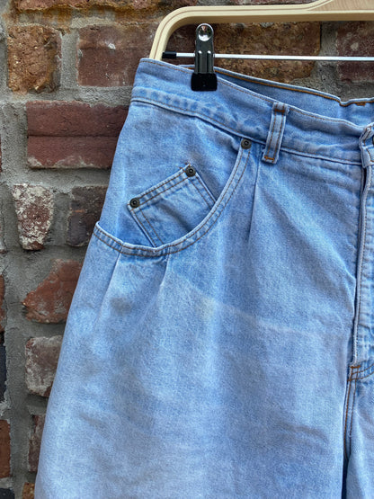 vintage blue bay high rise denim mom shorts