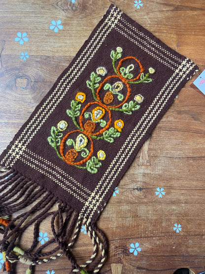 handmade wool floral fringe wall hanging