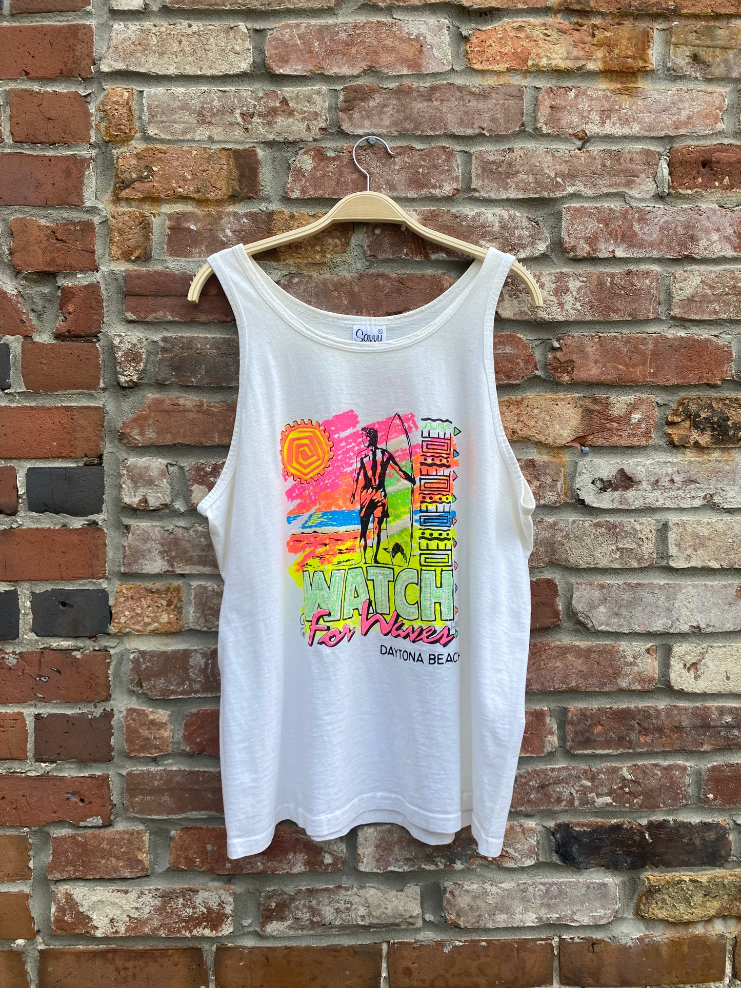 vintage 80s neon daytona beach surf tank