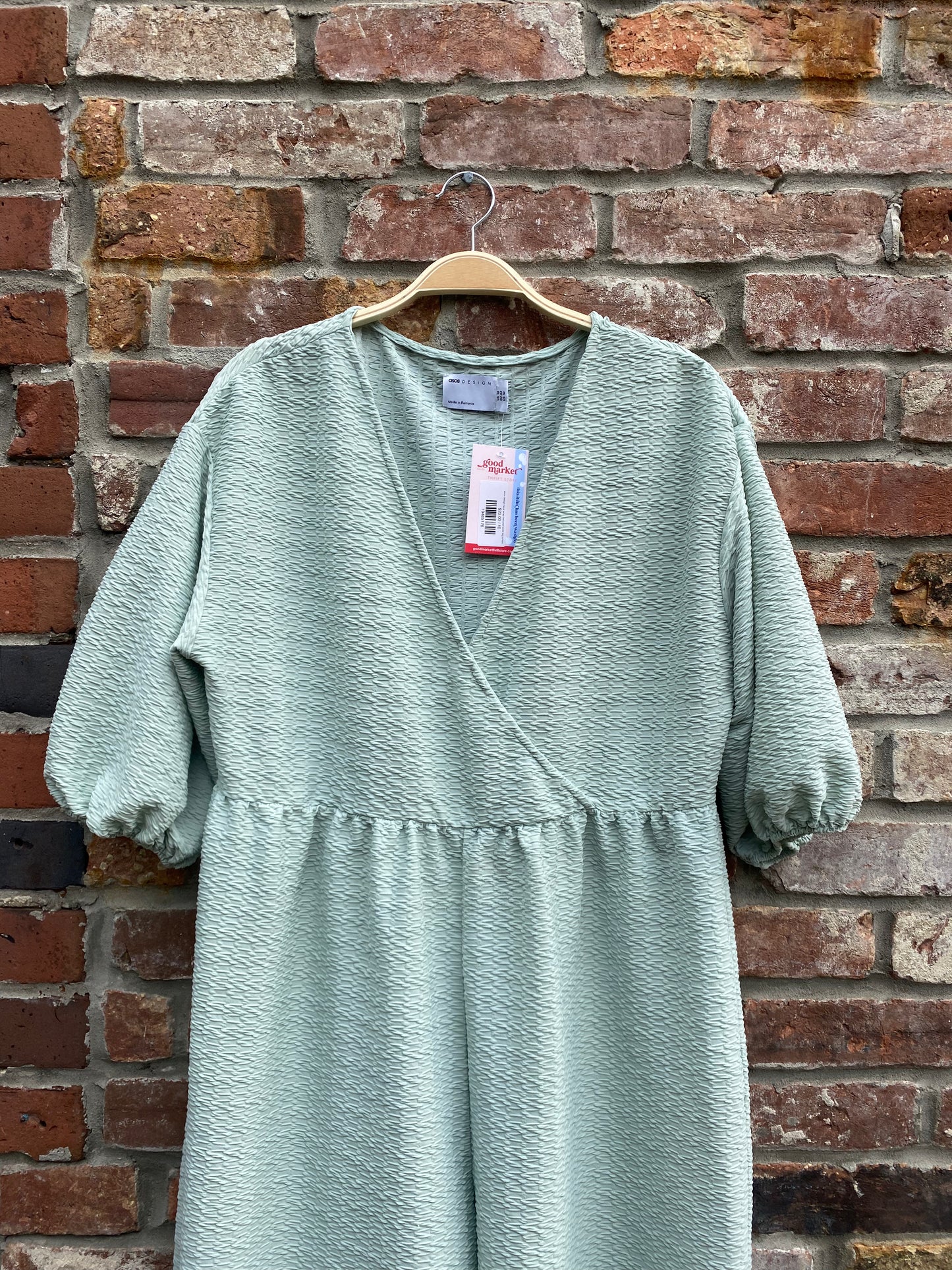 asos design faux wrap textured wide leg jumpsuit