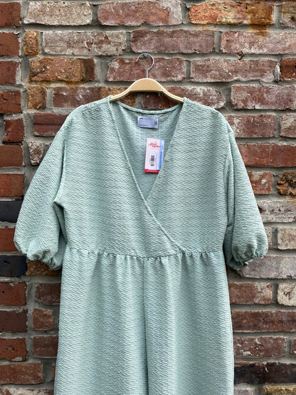 asos design faux wrap textured wide leg jumpsuit