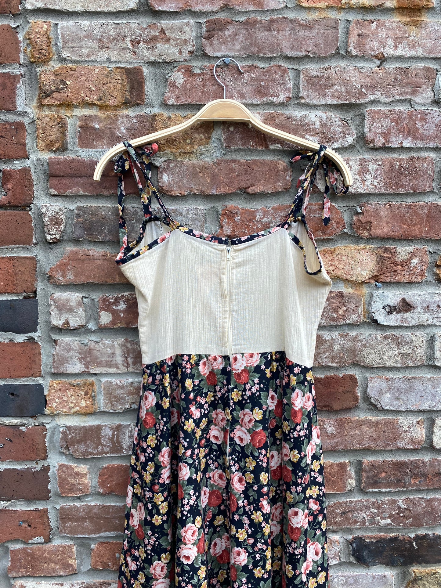 vintage 70s pat farrell floral tie shoulder dress