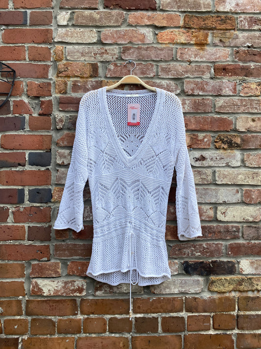 marks & spencer crochet knit tie waist sweater