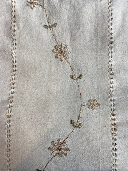 x2 vintage crochet embroidered natural curtains