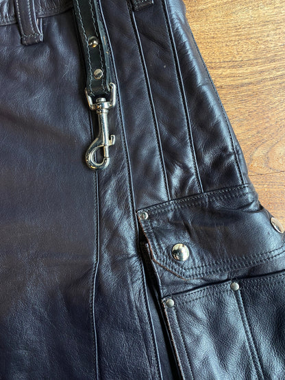 vintage handmade pleated leather kilt mini