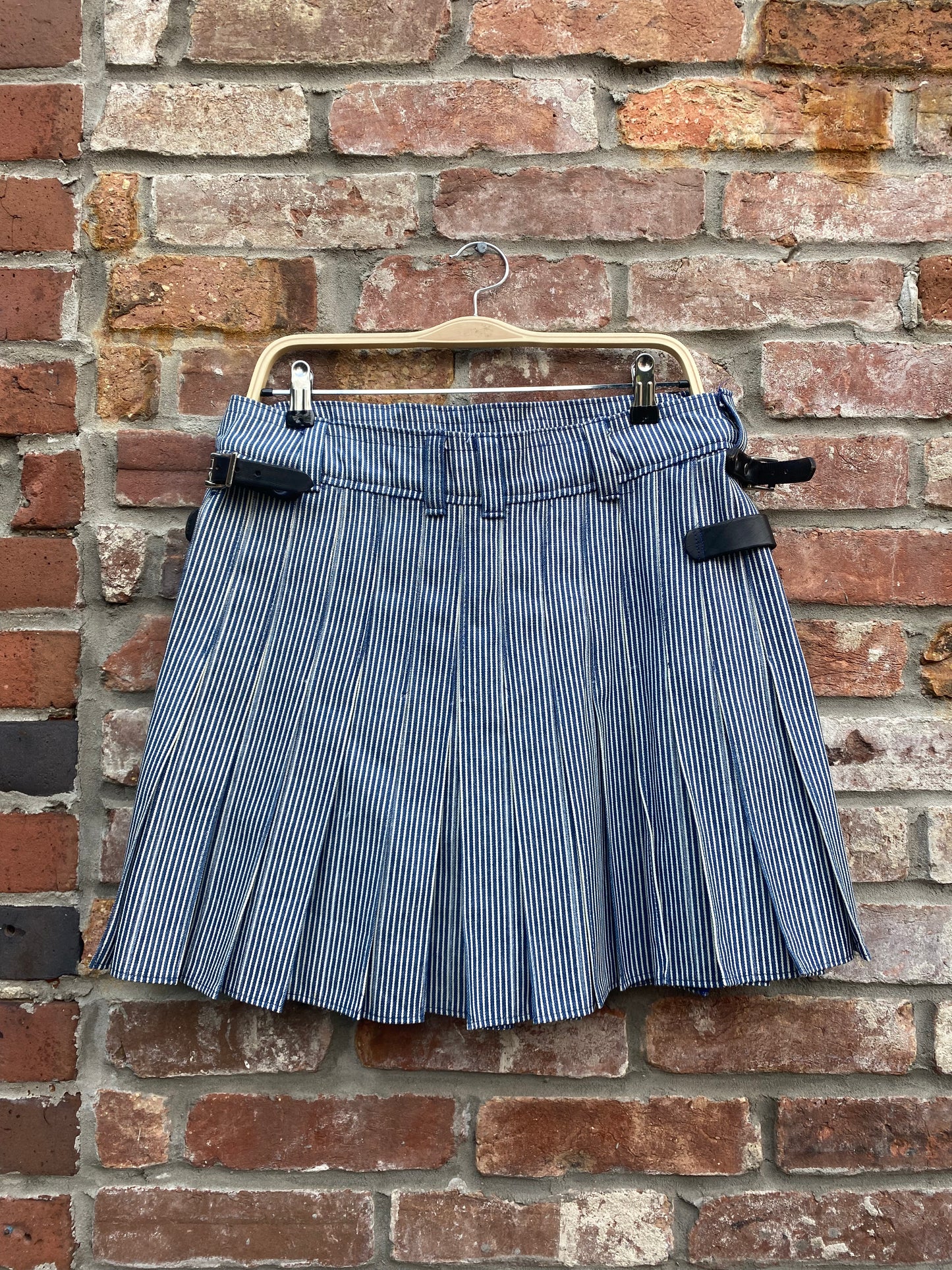 vintage handmade pleated denim kilt mini