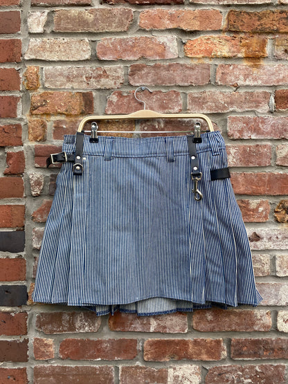 vintage handmade pleated denim kilt mini