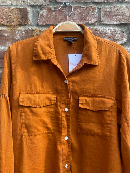 en thread balloon sleeve linen shirt