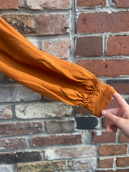 en thread balloon sleeve linen shirt