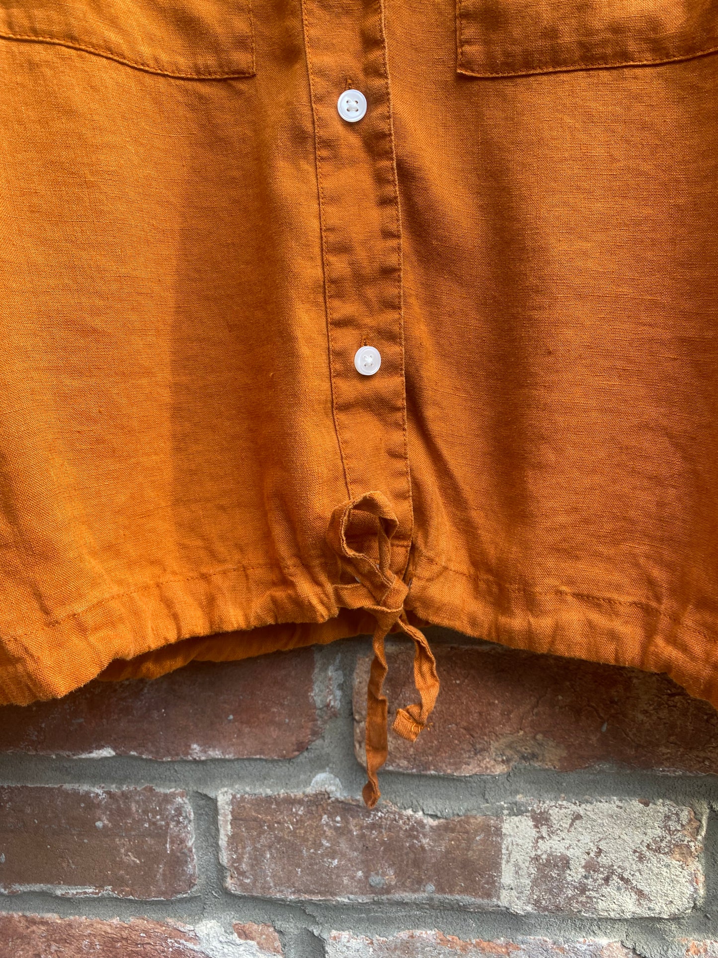 en thread balloon sleeve linen shirt