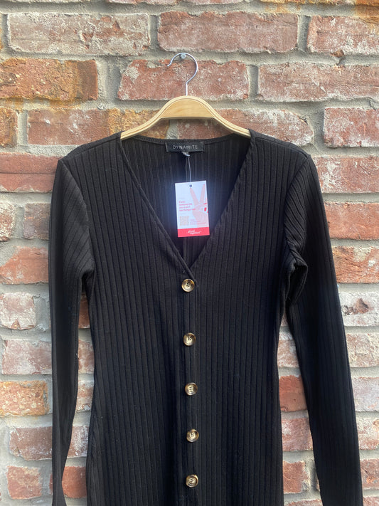 dynamite ribbed long sleeve midi dress