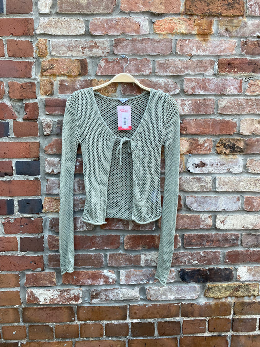 garage crochet tie front long sleeve top