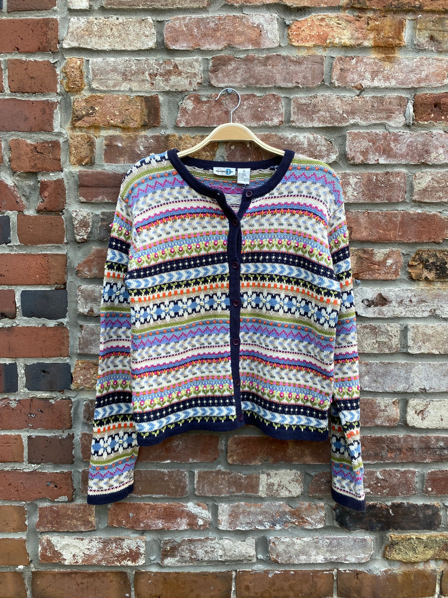 vintage 00s paul harris 3D floral knit cardi