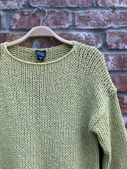 eileen fisher chunky knit lime crew