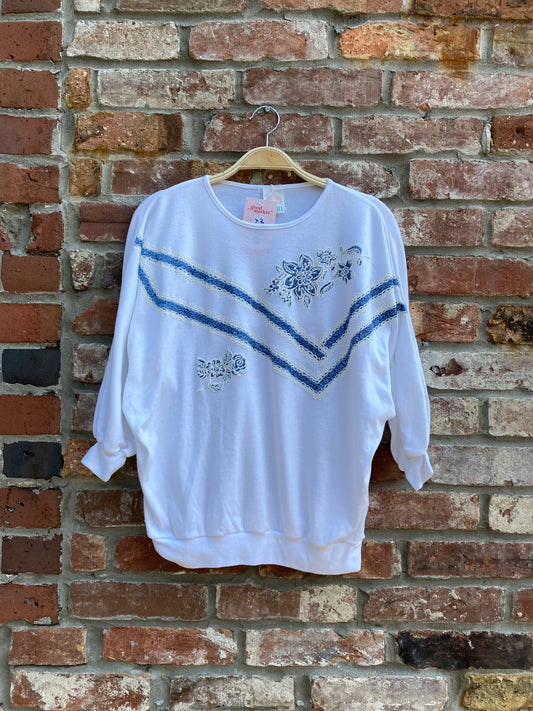 vintage 80s avon denim-look top and skirt set