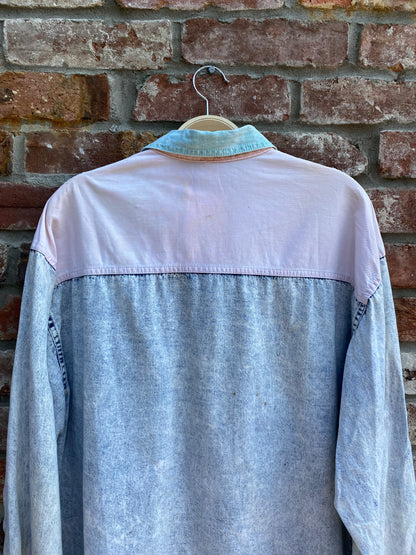 vintage 90s hollywood colour block denim shirt