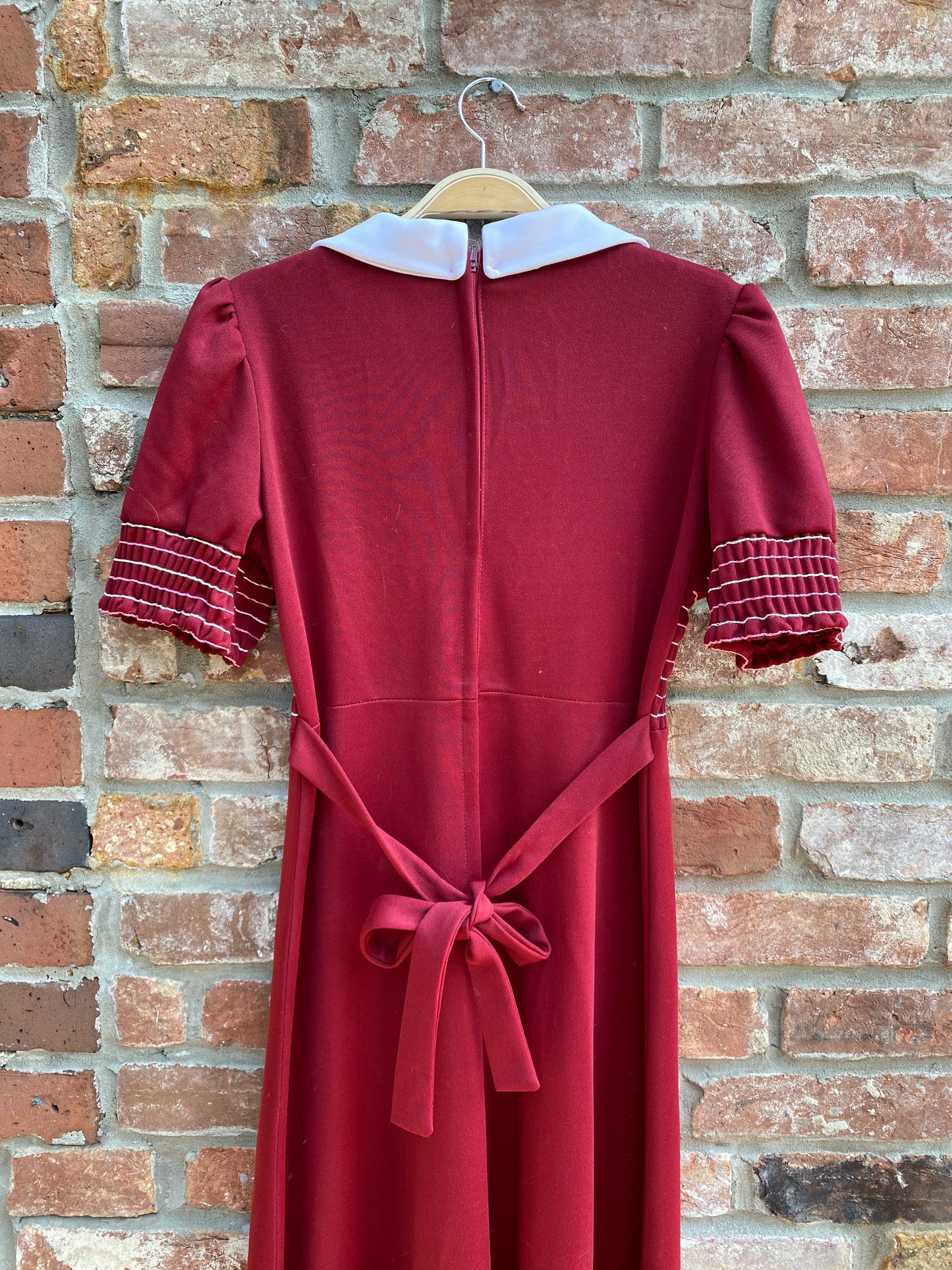 vintage 60s smocked peter pan collar maxi dress