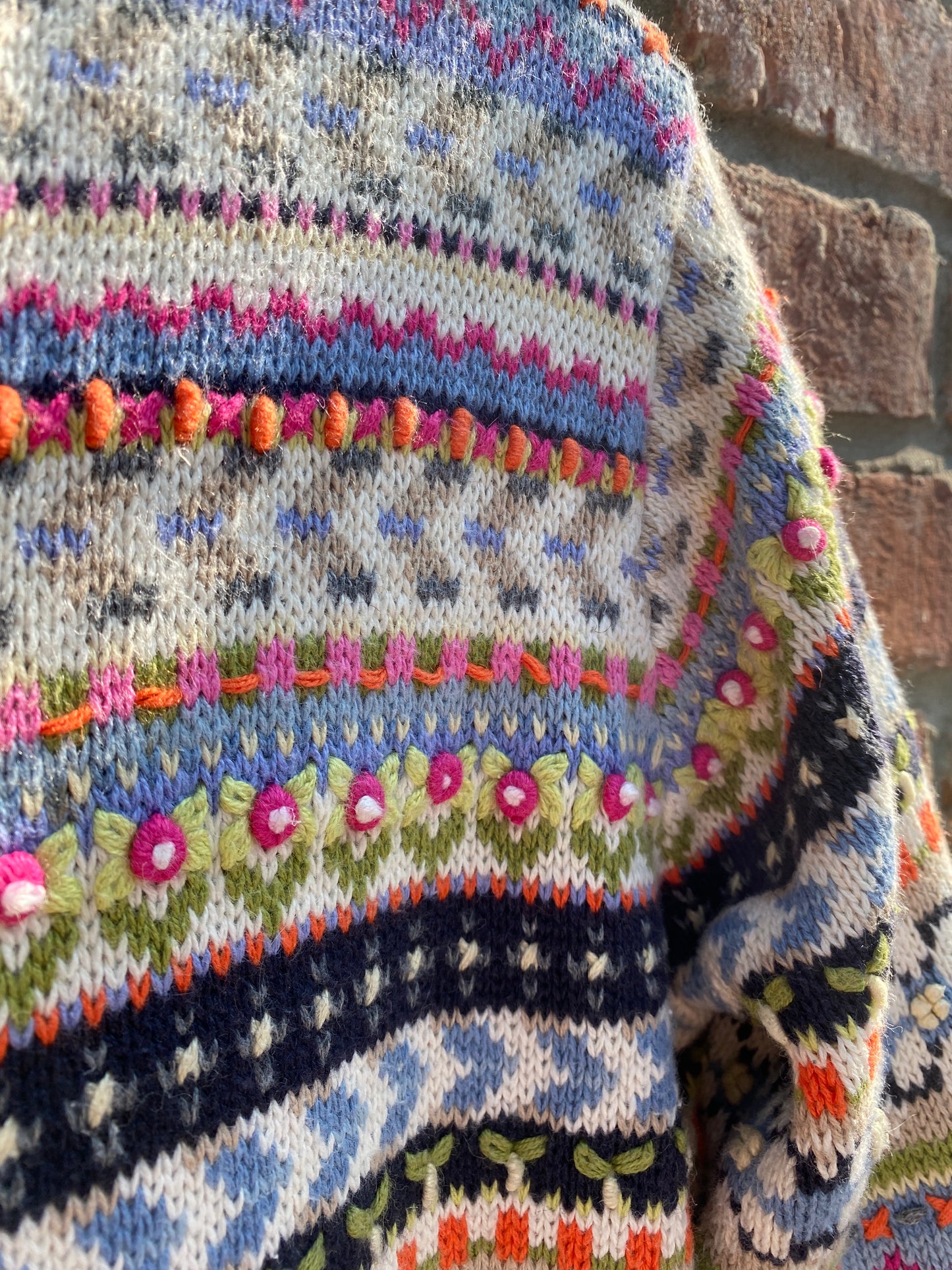 vintage 00s paul harris 3D floral knit cardi