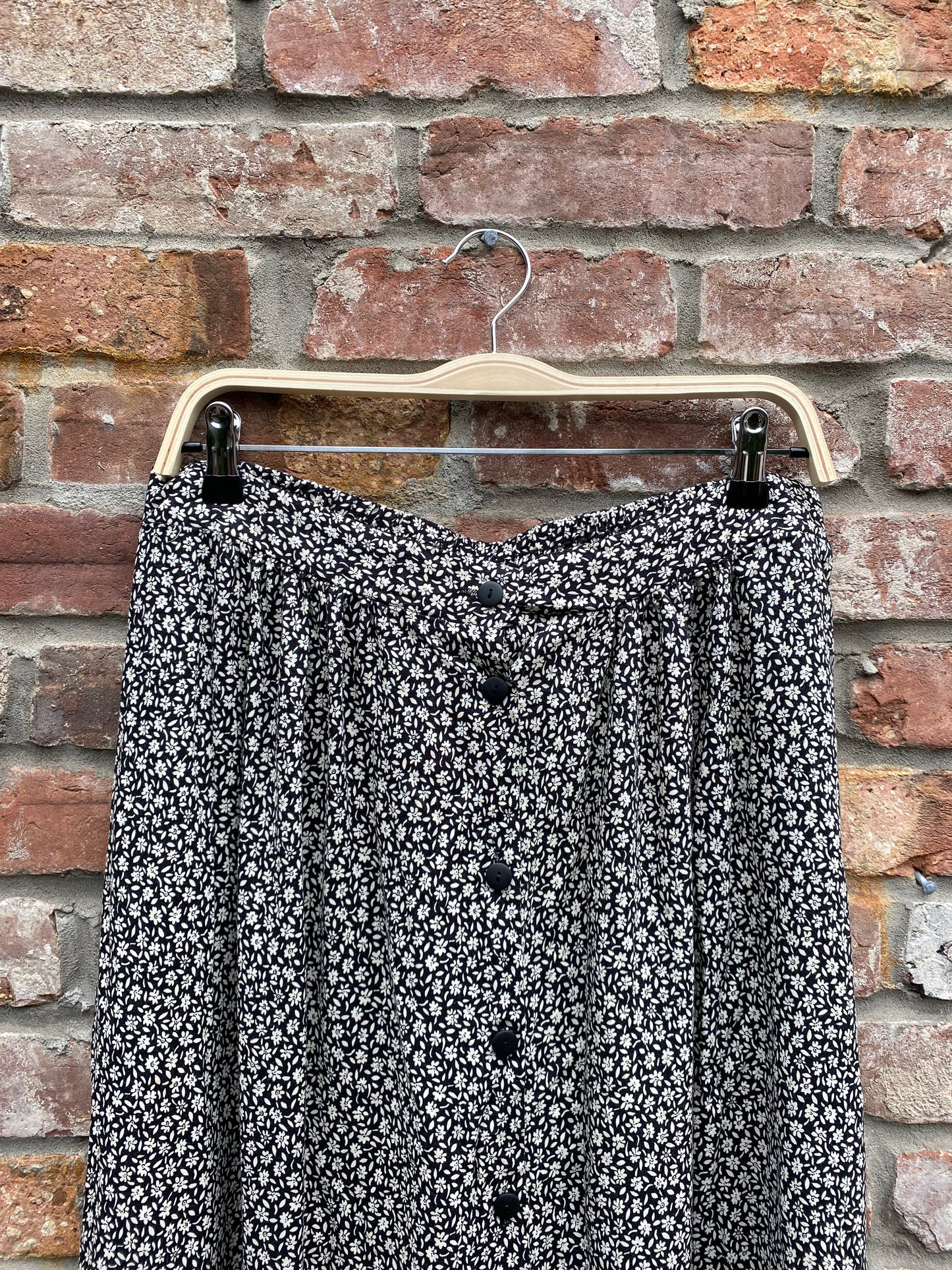 vintage micro floral button down midi skirt