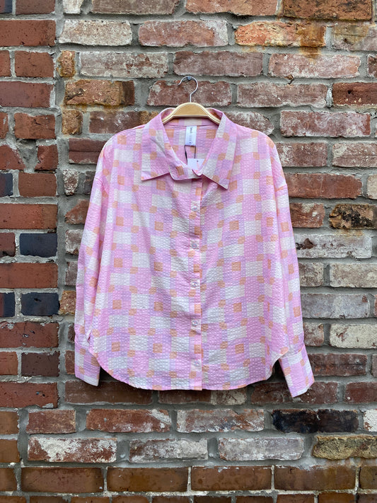 nwt smash + tess malia check lounge shirt