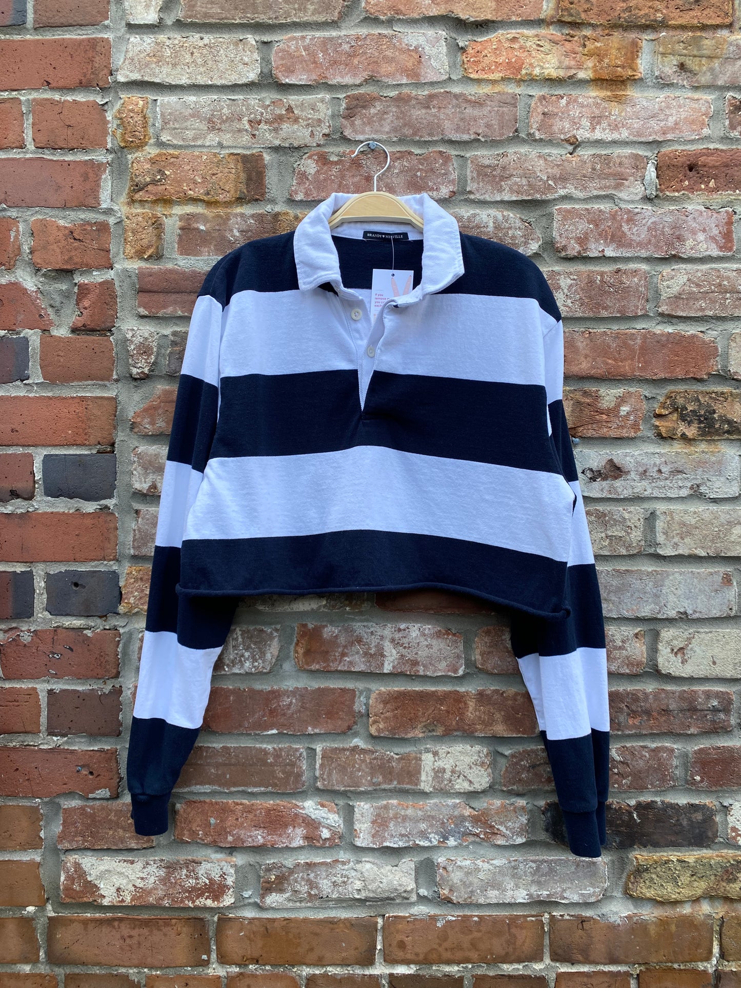 brandy melville stripe crop ls polo