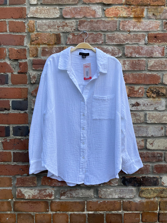 sanctuary gauze cotton boyfriend shirt