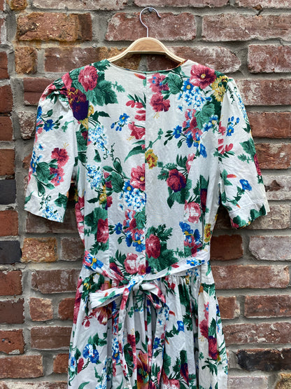 vintage 90s jessica floral fit and flare midi dress