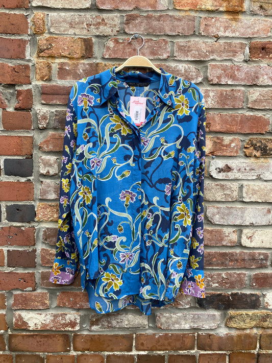 max volmary floral silk blouse