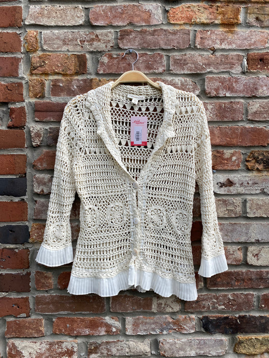 vintage 00s coldwater creek crochet cardigan