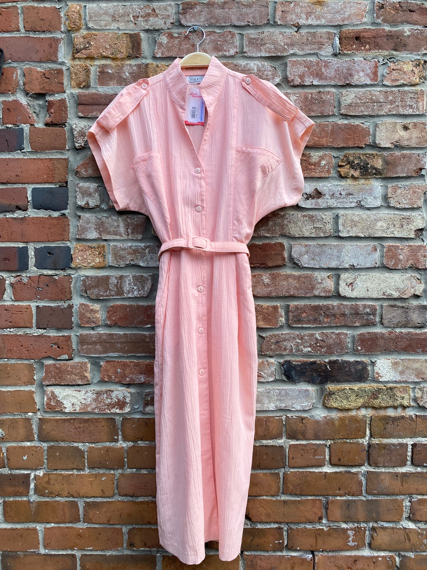 vintage 80s sears belted utility midi shirt dress