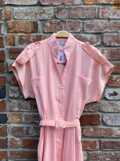 vintage 80s sears belted utility midi shirt dress