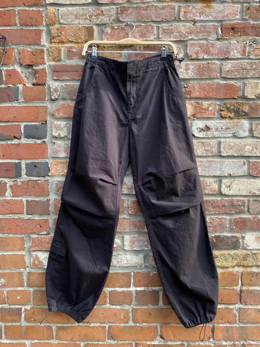 refuge black cotton parachute pant