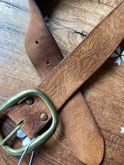 vintage tooled leather belt