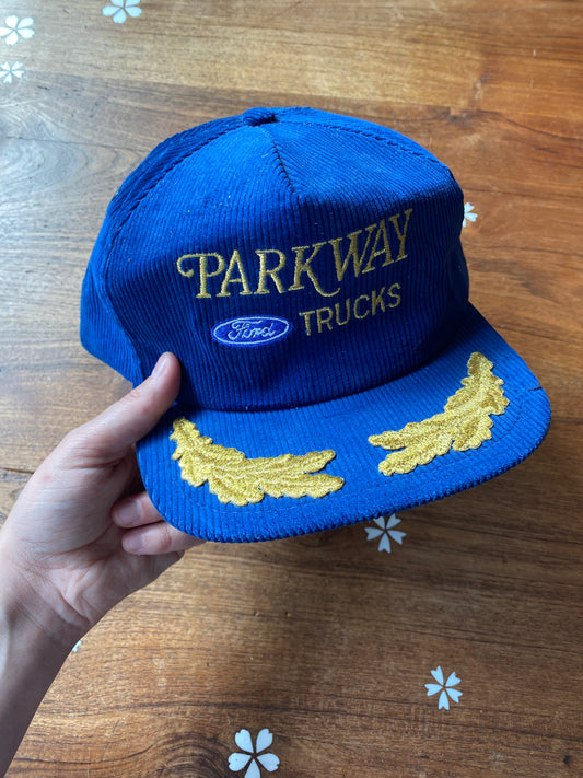 vintage ford gold leaf chunky cord trucker hat