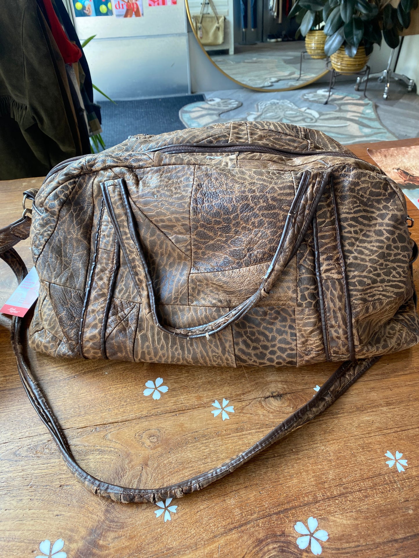 vintage made in portugal leather carry on bag