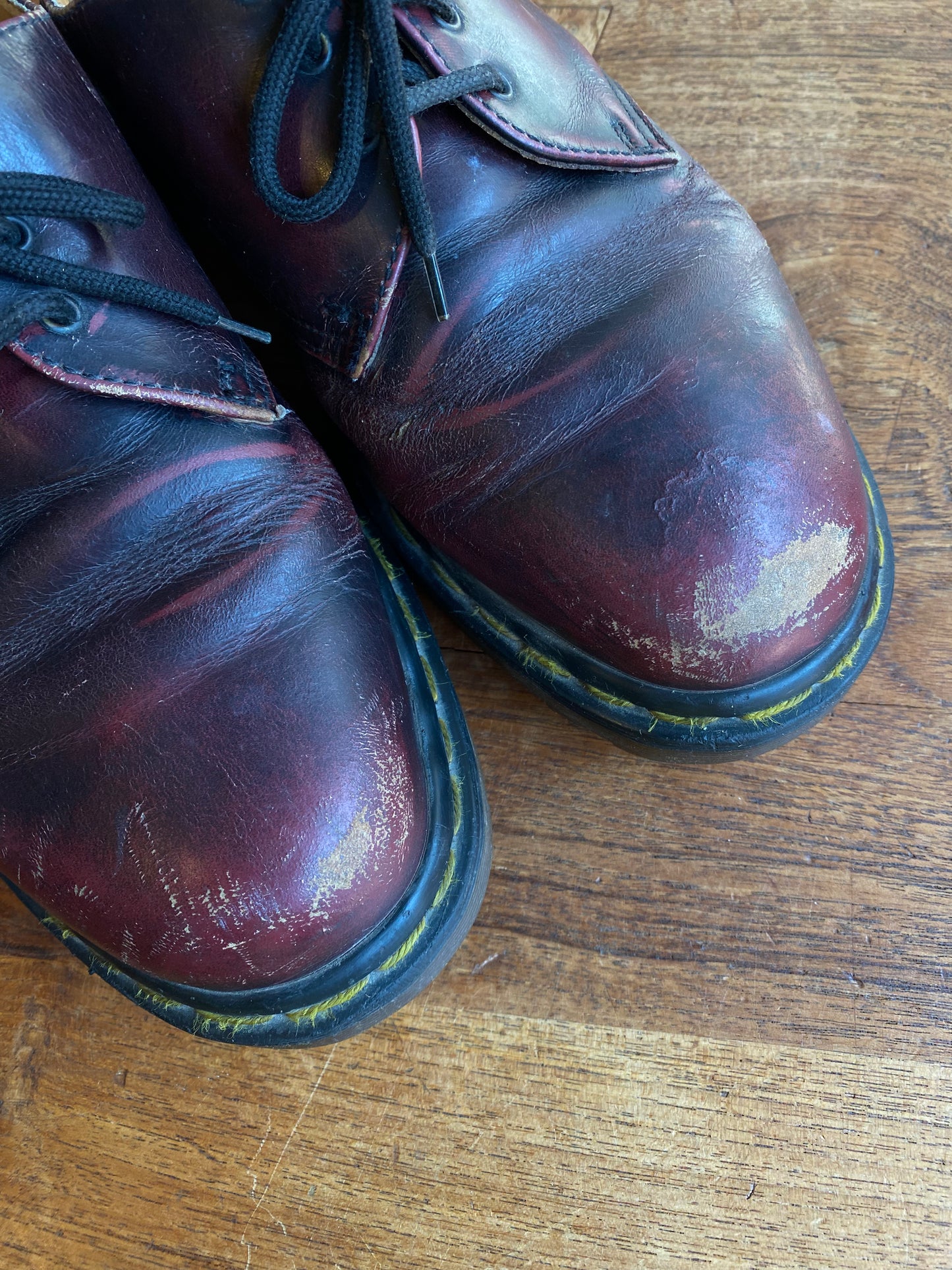 vintage doc martens cherry red leather oxfords