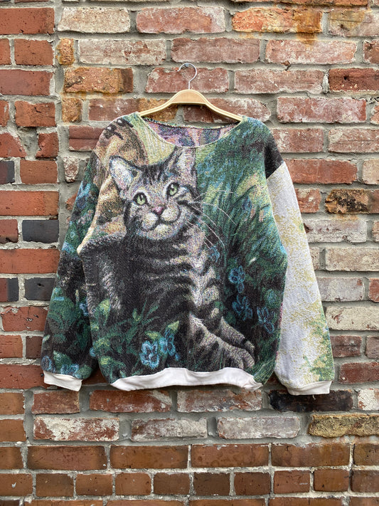 vintage cat tapestry sweatshirt
