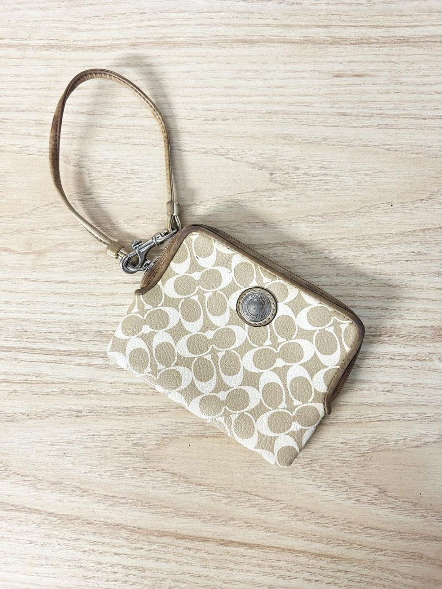 coach leather c monogram wristlet - good market thrift store