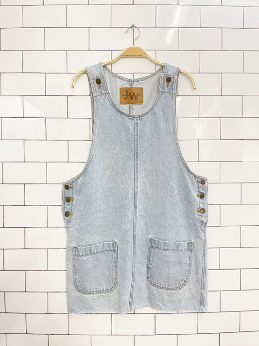 vintage 90s jean works & co. denim jumper mini dress - good market thrift store