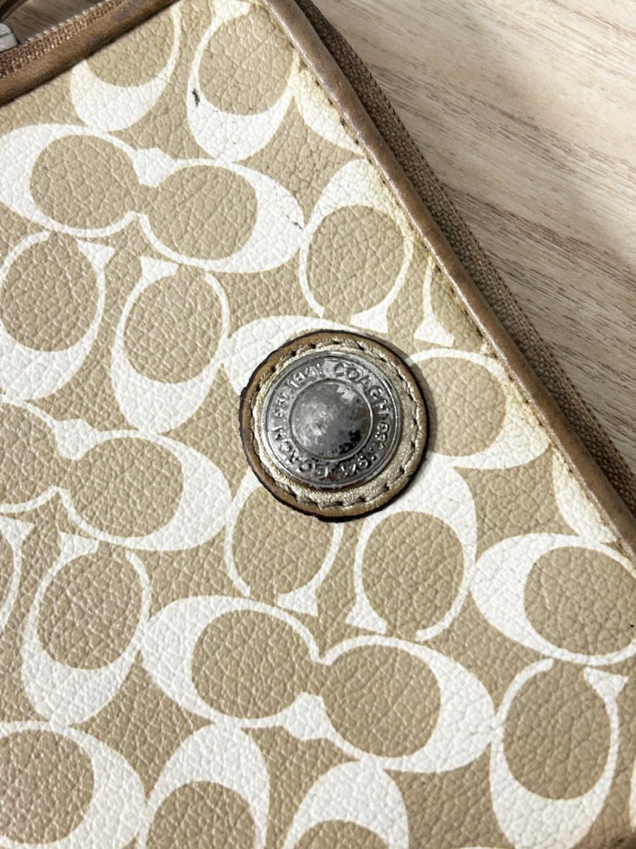 coach leather c monogram wristlet - good market thrift store