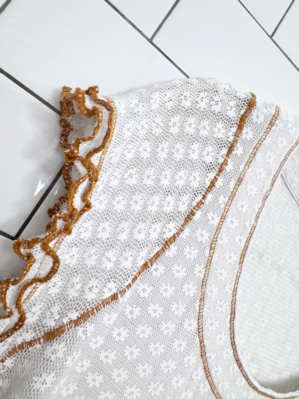 free people garner mesh daisy curly hem baby tee