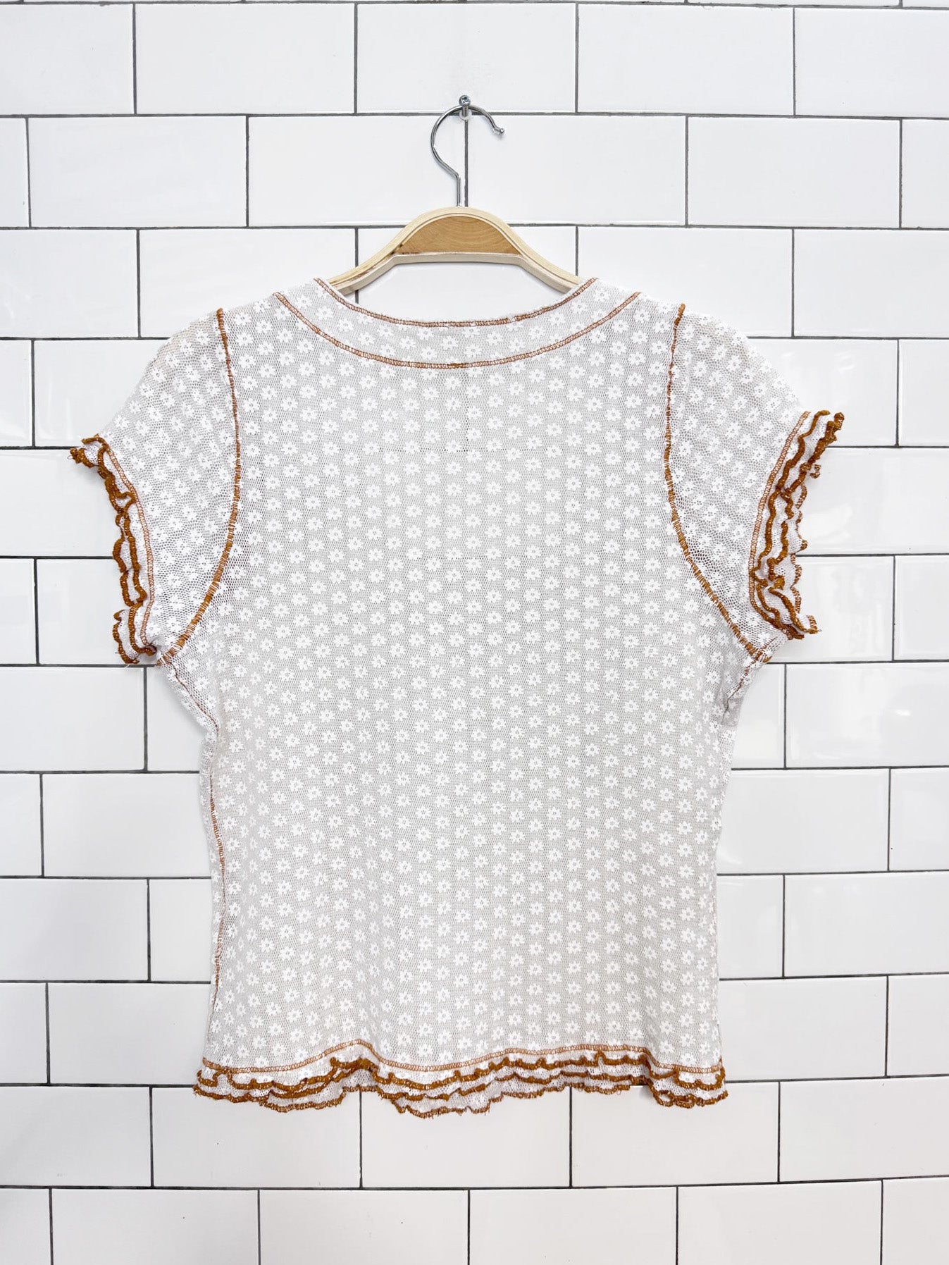 free people garner mesh daisy curly hem baby tee