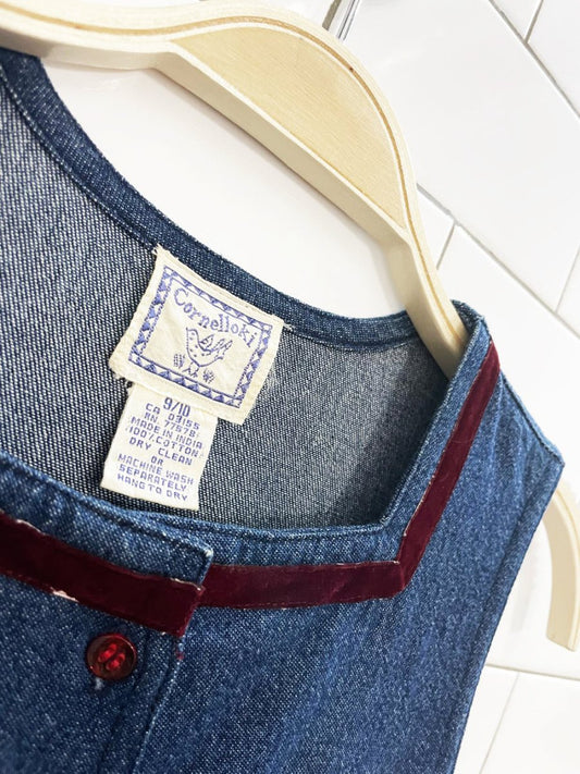 vintage april cornell embroidered full button denim dress - good market thrift store