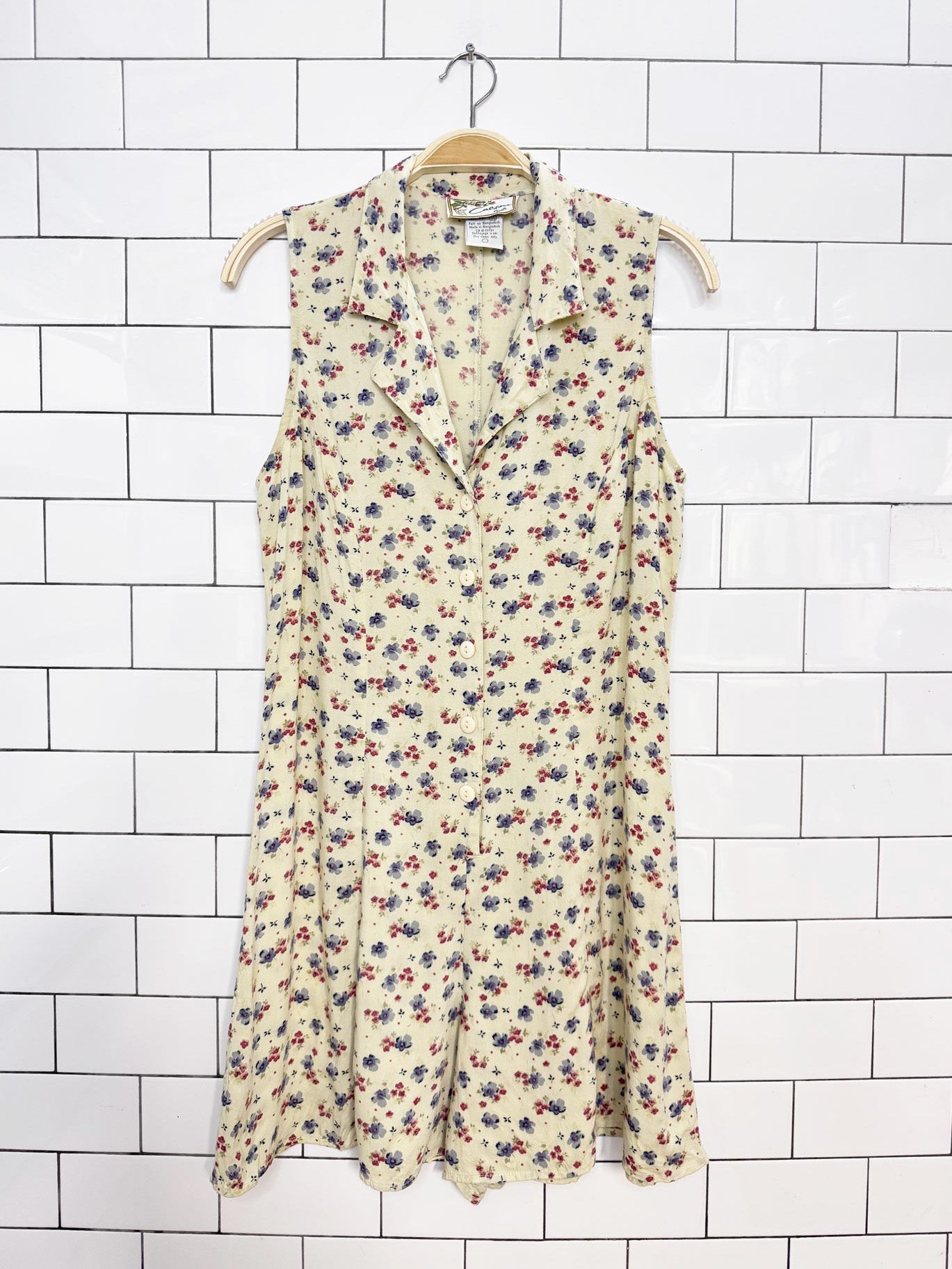 vintage 90s california girl micro floral tie back romper