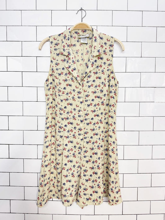 vintage 90s california girl micro floral tie back romper
