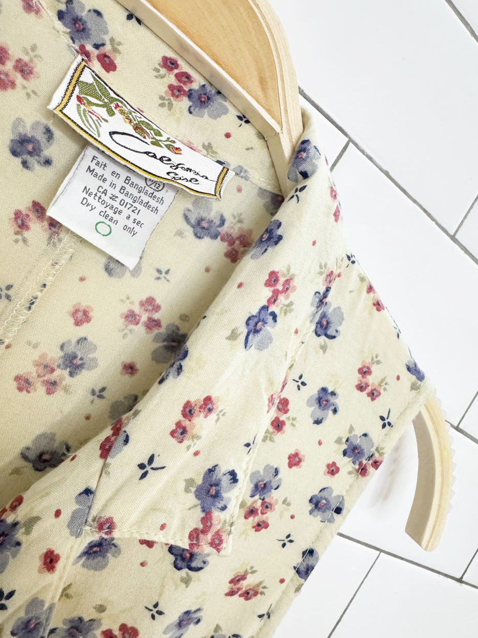 vintage 90s california girl micro floral tie back romper