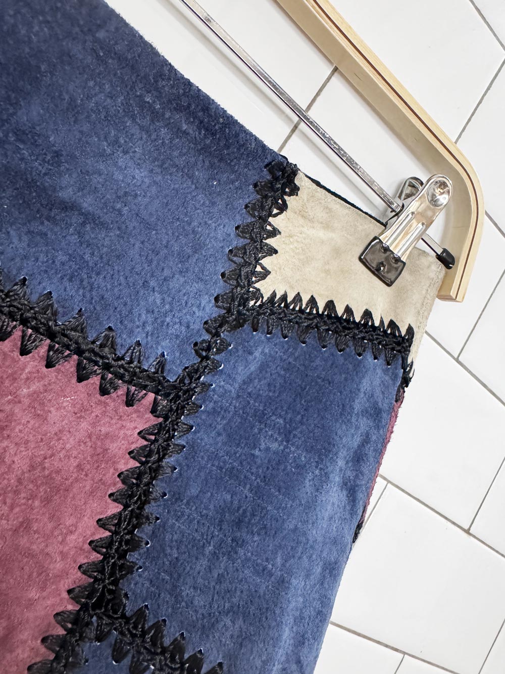 zara crochet patchwork suede festival mini skirt