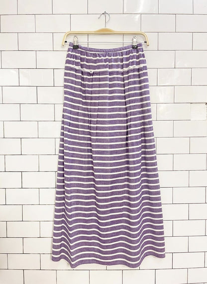 vintage pleated stripe full button maxi skirt - good market thrift store