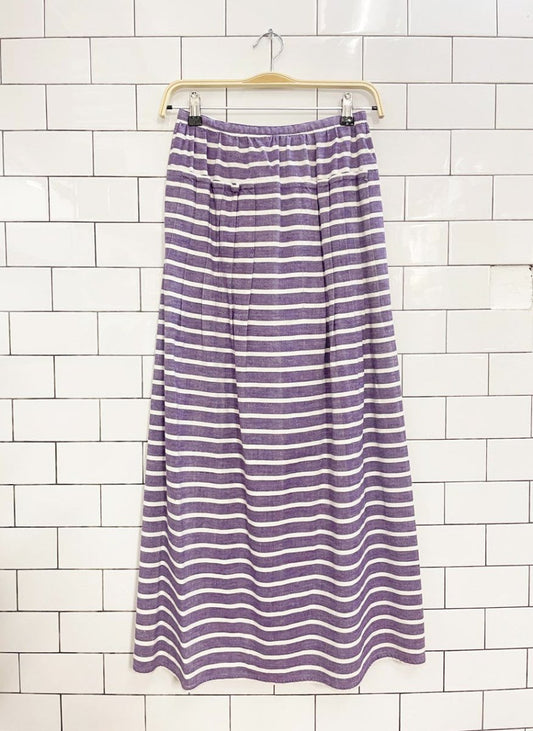 vintage pleated stripe full button maxi skirt - good market thrift store